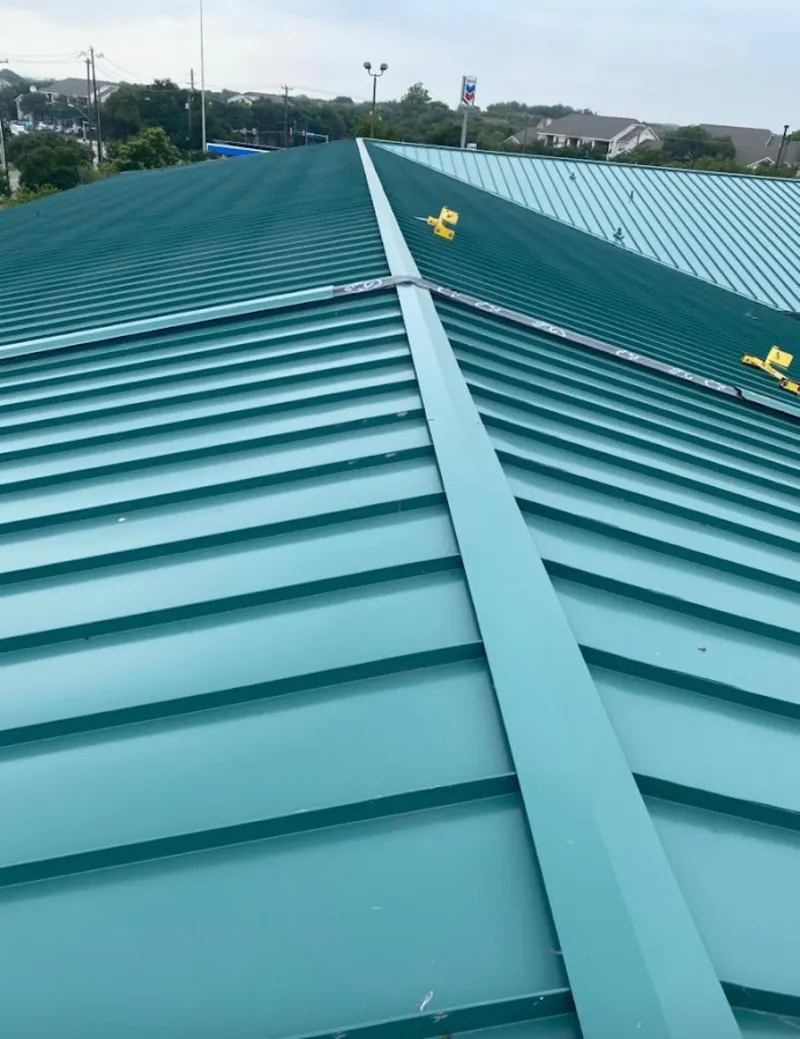Green commercial metal roof ridge and valley for Metal Roof Repair in Twinsburg